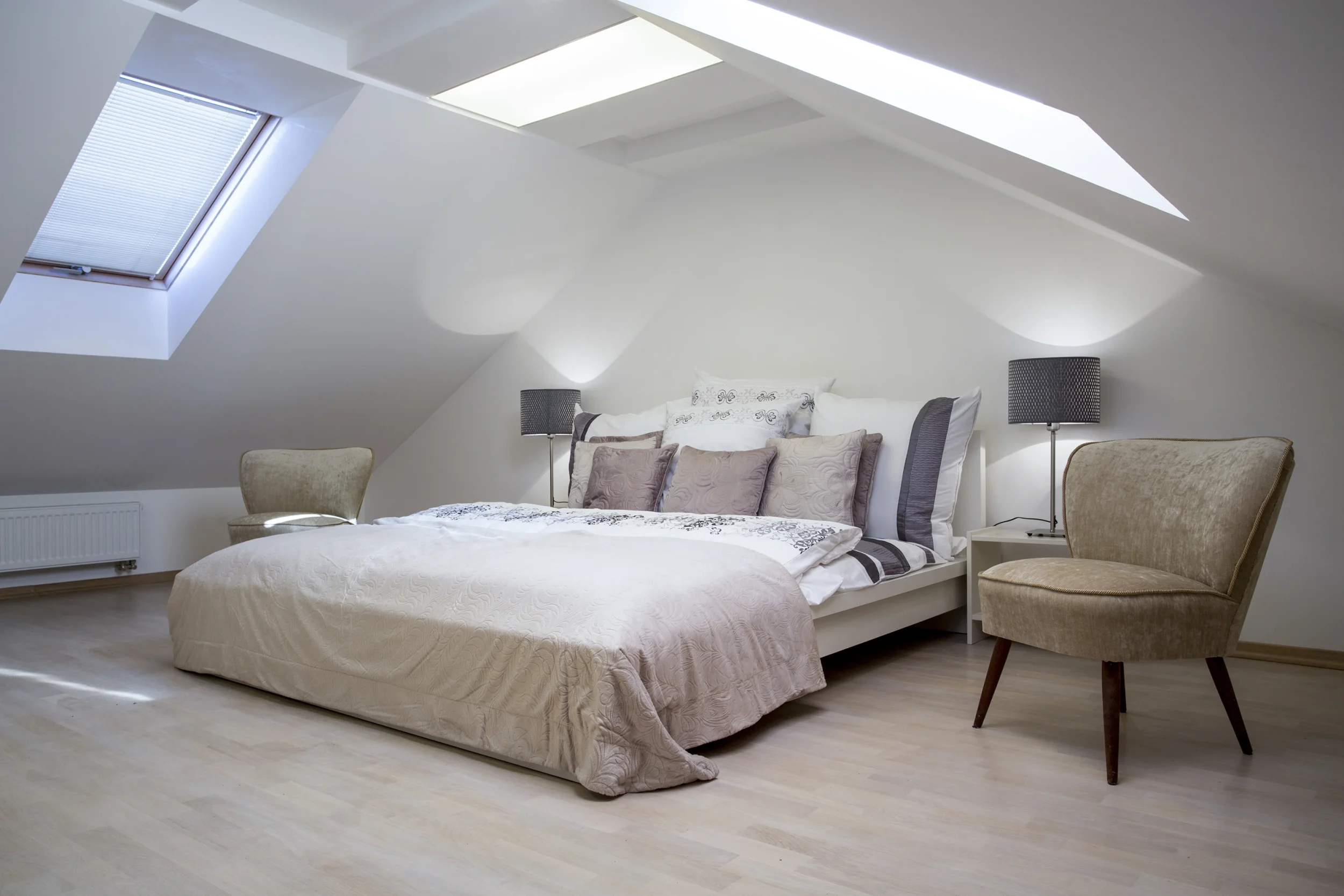 Renavo Build loft bedroom conversion with modern lighting and open layout