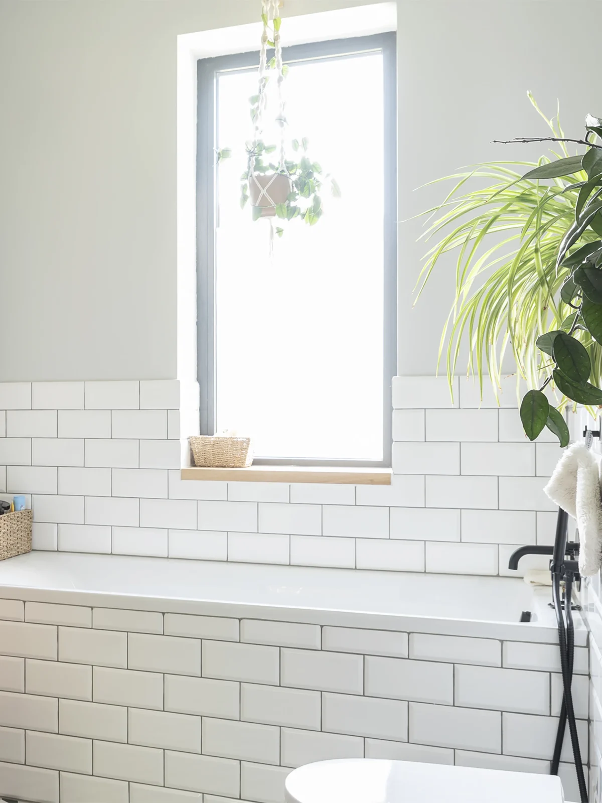 Contemporary loft bathroom conversion with plants and natural lighting